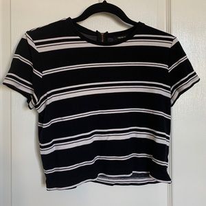 Black and white striped crop top